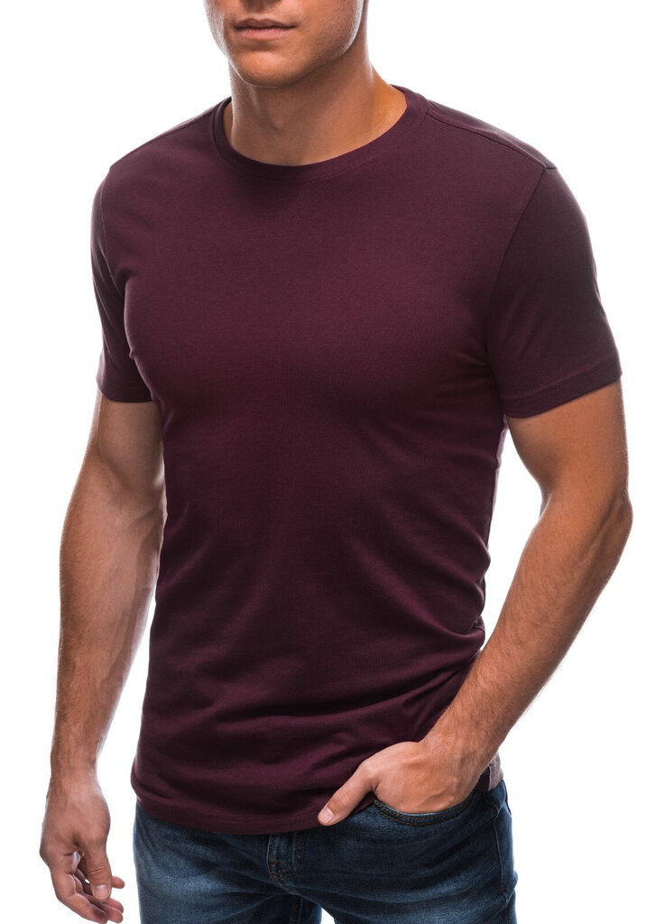 Vīriešu T-krekls Edoti kokvilna S1683 bordo krāsā cena un informācija | Vīriešu T-krekli | 220.lv