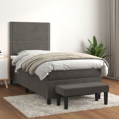 vidaXL atsperu gulta ar matraci, tumši pelēks samts, 100x200 cm цена и информация | Кровати | 220.lv