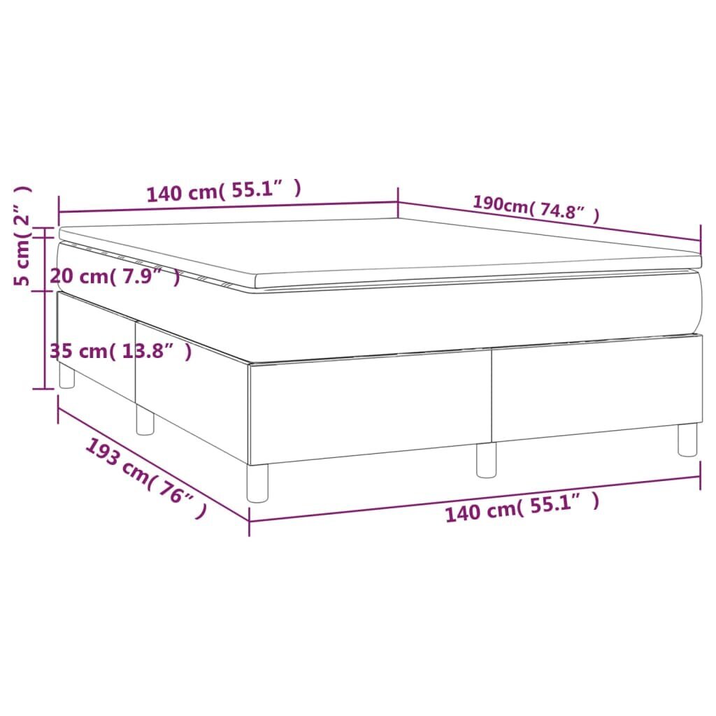 vidaXL atsperu gulta ar matraci, tumši pelēks audums, 140x190 cm cena un informācija | Gultas | 220.lv