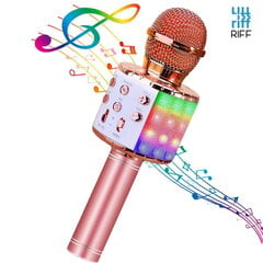 Riff WS-858 Karaoke Bērnu & Vecāku Prieka Efektu Mikrofons ar skaļruņiem & Ierakstu Micro USB AUX Rozā Zeltains cena un informācija | Mikrofoni | 220.lv