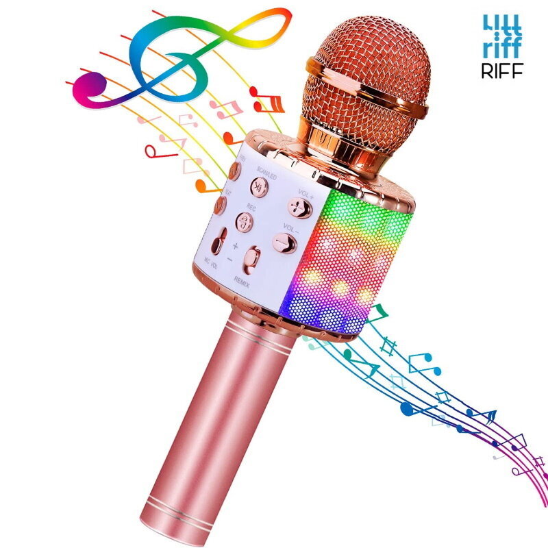 Riff WS-858 Karaoke Bērnu & Vecāku Prieka Efektu Mikrofons ar skaļruņiem & Ierakstu Micro USB AUX Rozā Zeltains цена и информация | Mikrofoni | 220.lv