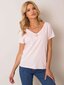 Gaiši rozā kokvilnas t-krekls ar V veida kakla izgriezumu. cena un informācija | T-krekli sievietēm | 220.lv
