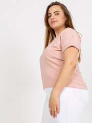хлопковая футболка больших размеров грязно-розового цвета с аппликацией цена и информация | Футболка женская | 220.lv