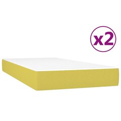 vidaXL atsperu gultas rāmis ar matraci, zaļš audums, 200x200 cm цена и информация | Кровати | 220.lv