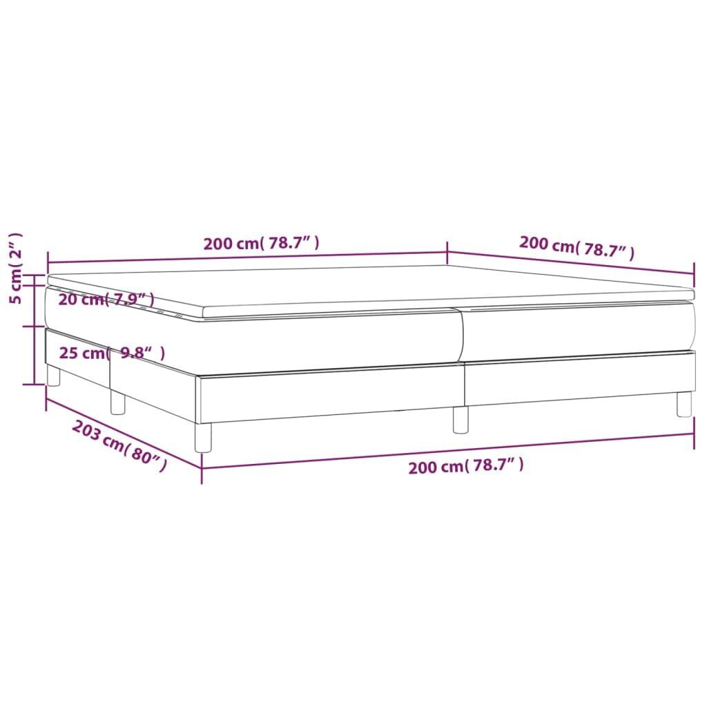 vidaXL atsperu gultas rāmis ar matraci, zaļš audums, 200x200 cm cena un informācija | Gultas | 220.lv