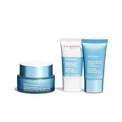 Sejas ādas kopšanas komplekts Clarins Hydra-Essential: sejas krēms, 50 ml + sejas skrubis, 15 ml + sejas maska, 15 ml + kosmētikas somiņa cena un informācija | Sejas krēmi | 220.lv