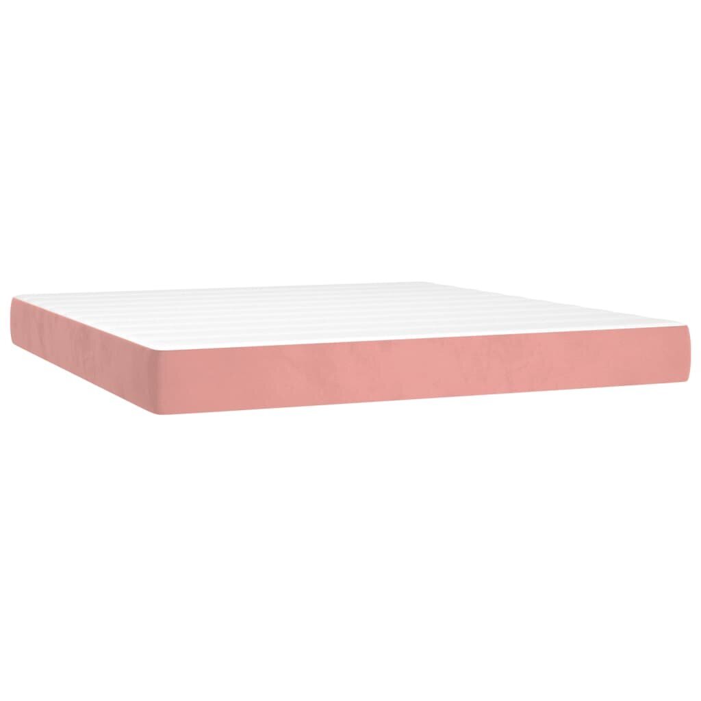 vidaXL kabatu atsperu matracis, rozā samts, 160x200x20 cm cena un informācija | Matrači | 220.lv