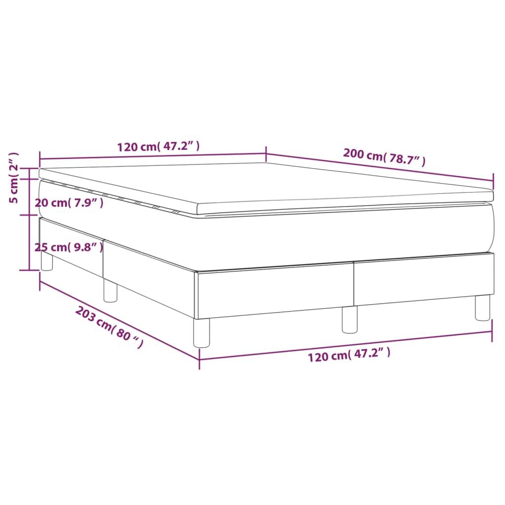 vidaXL atsperu gultas rāmis ar matraci, pelēkbrūns, 120x200 cm, audums цена и информация | Gultas | 220.lv