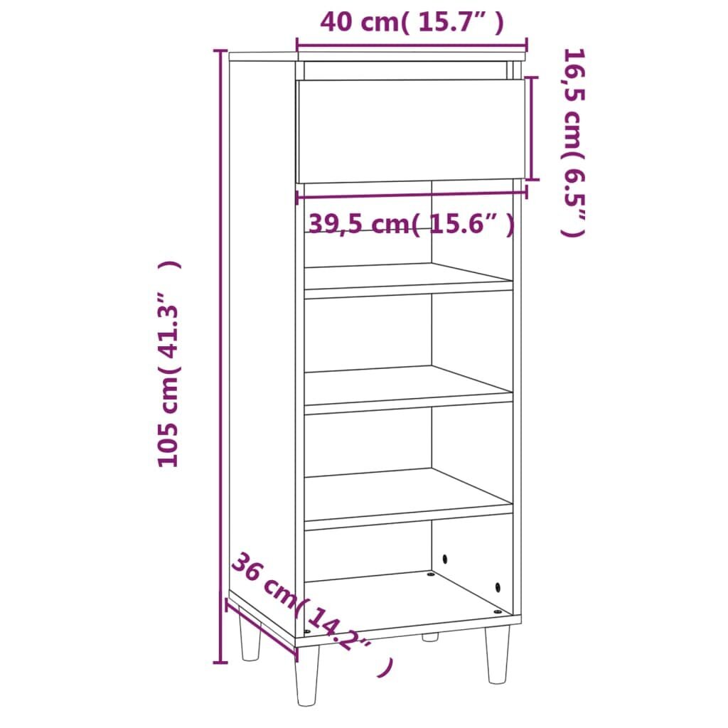 vidaXL apavu plaukts, melns, 40x36x105 cm, inženierijas koks cena un informācija | Apavu skapji, apavu plaukti, priekšnama soliņi | 220.lv