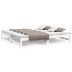 vidaXL izvelkama gulta, balta, 2x(90x200) cm, priedes masīvkoks цена и информация | Кровати | 220.lv