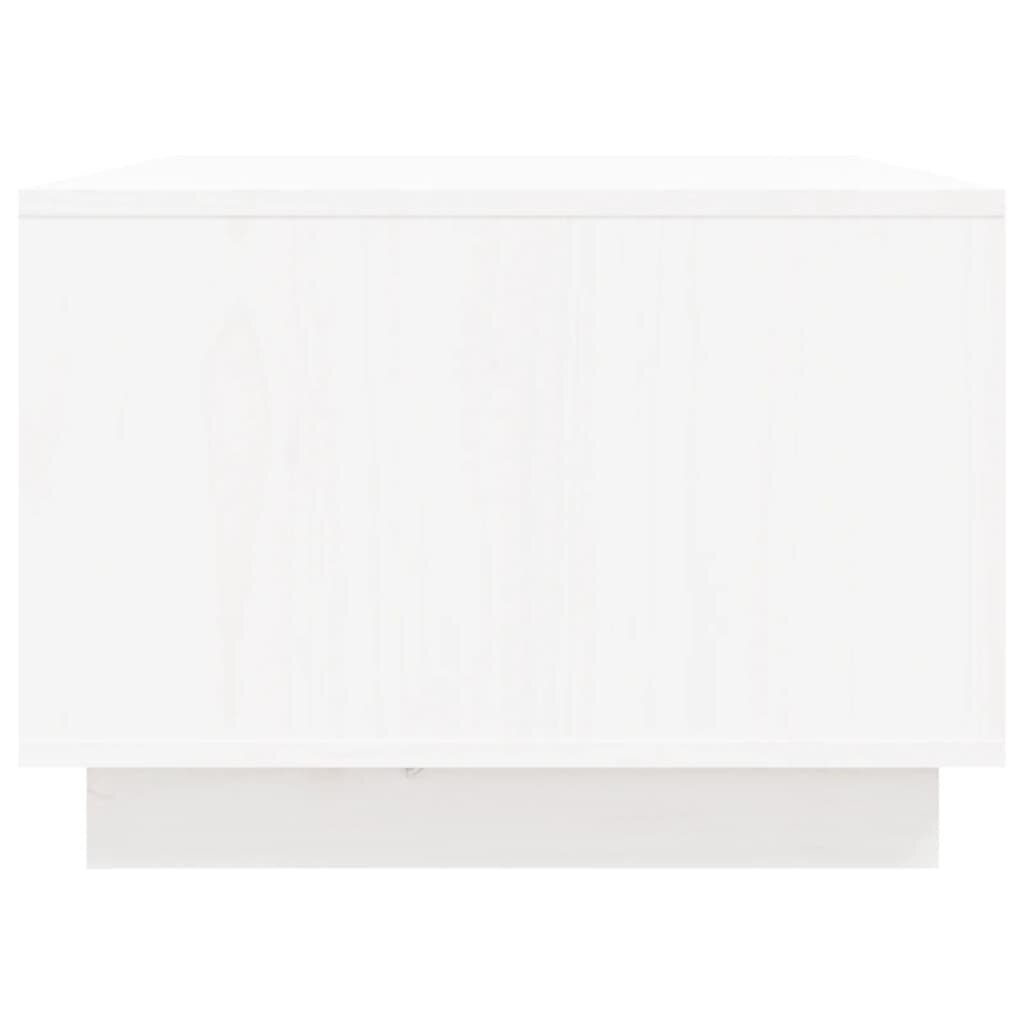 vidaXL kafijas galdiņš, balts, 80x50x35 cm, priedes masīvkoks цена и информация | Žurnālgaldiņi | 220.lv