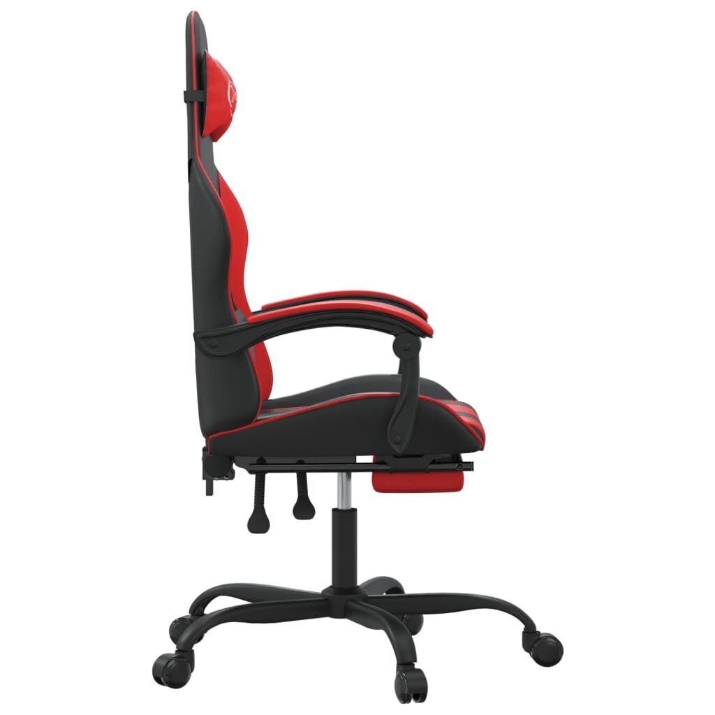 vidaXL datorspēļu krēsls ar kāju balstu, melna un sarkana mākslīgā āda cena un informācija | Biroja krēsli | 220.lv