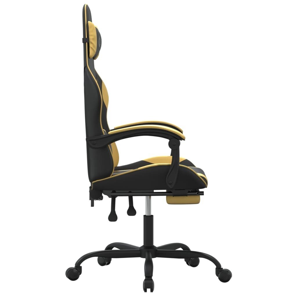 vidaXL datorkrēsls ar kāju balstu, melna un zeltaina mākslīgā āda cena un informācija | Biroja krēsli | 220.lv