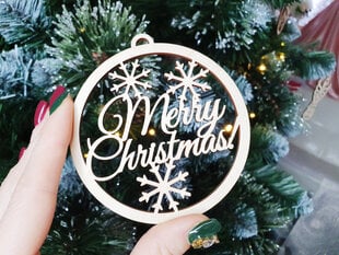 Ziemassvētku koka eglīšu bumbiņa “Merry Christmas” cena un informācija | Ziemassvētku dekorācijas | 220.lv