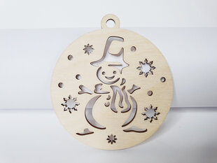 Новогодняя деревянная ёлочная игрушка Снеговик цена и информация | Рождественские украшения | 220.lv
