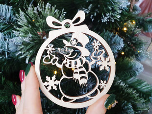 Ziemassvētku koka eglīšu rotaļlieta Sniegavīrs bumbiņā cena un informācija | Ziemassvētku dekorācijas | 220.lv