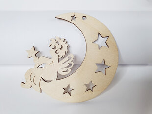 Ziemassvētku koka eglītes rotaļlieta Eņģelis uz mēness ar zvaigzni cena un informācija | Ziemassvētku dekorācijas | 220.lv