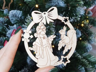 Ziemassvētku eglītes koka rotaļlieta Sniegbaltīte ar vāveri cena un informācija | Ziemassvētku dekorācijas | 220.lv