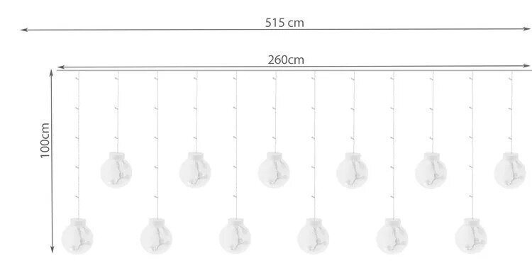 LED gaismas aizkars "Bumbas" silti balts 5M цена и информация | Ziemassvētku lampiņas, LED virtenes | 220.lv