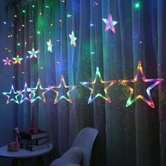 LED gaismas aizkars "Stars" krāsains cena un informācija | Ziemassvētku lampiņas, LED virtenes | 220.lv