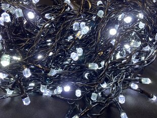 Profesionāls gaismas aizkars ar 300 rombveida gaismas diodēm auksti balts 14M cena un informācija | Ziemassvētku lampiņas, LED virtenes | 220.lv