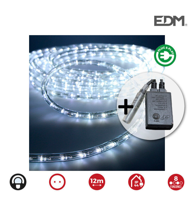 Šļūtene LED EDM Flexiled Balts 230 V (12 m) цена и информация | Ziemassvētku lampiņas, LED virtenes | 220.lv