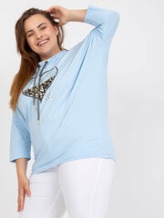 jasnoniebieska codzienna bluzka plus size z rękawem 3/4 цена и информация | Женские блузки, рубашки | 220.lv