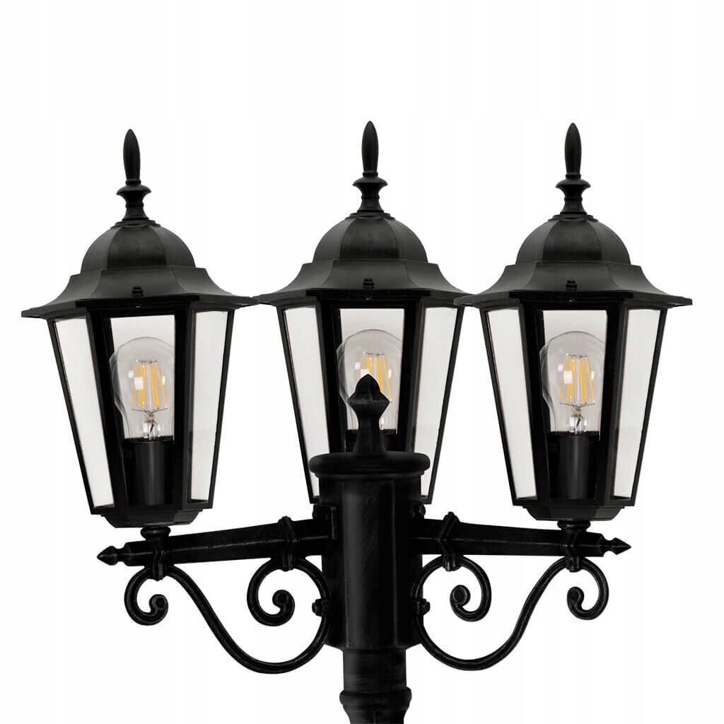 Dārza lampa POLUX LIGURIA-LT YF8044A 2,5m 3 x E27 melna 5901508313423 cena un informācija | Āra apgaismojums | 220.lv