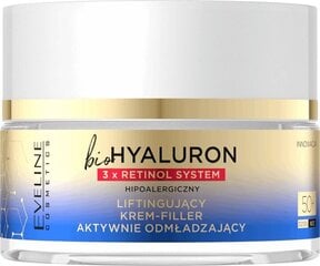 Активный укрепляющий крем для лица Eveline bioHyaluron 3xRetinol System 50+, 50 мл цена и информация | Наносите на чистую кожу лица. Подержите около 10-15 минут и смойте водой. | 220.lv