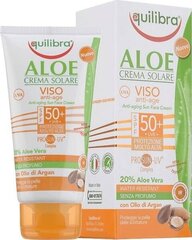 Saules aizsargkrēms sejai Equilibra Aloe SPF 50+ UVA, UVB, 75 ml cena un informācija | Sauļošanās krēmi | 220.lv