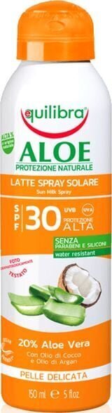 Sauļošanās sprejs Equilibra Aloe SPF 30+, 150 ml cena un informācija | Sauļošanās krēmi | 220.lv