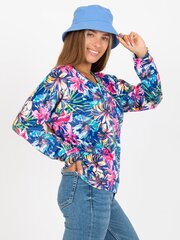 темно-синяя блуза с цветочным принтом rue paris цена и информация | Женские блузки, рубашки | 220.lv