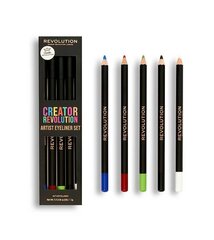 Acu zīmuļu komplekts Makeup Revolution Creator Revolution Artist Eyeliner Blue, Red, Green, Black, White cena un informācija | Acu ēnas, skropstu tušas, zīmuļi, serumi | 220.lv