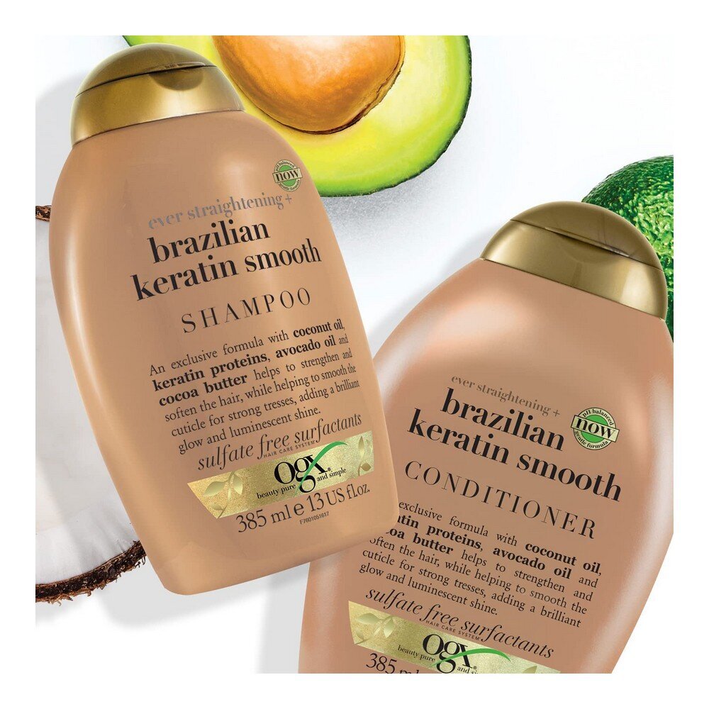 Nogludinošs šampūns ar Brazīlijas keratīnu Organix Brazilian Keratin Smooth Shampoo, 385ml cena un informācija | Šampūni | 220.lv