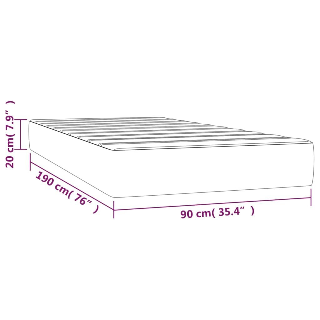 vidaXL kabatu atsperu matracis, melns, 90x190x20 cm, samts cena un informācija | Matrači | 220.lv