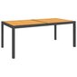 vidaXL dārza galds, 150x90x75 cm, melna PE rotangpalma, akācijas koks цена и информация | Dārza galdi | 220.lv