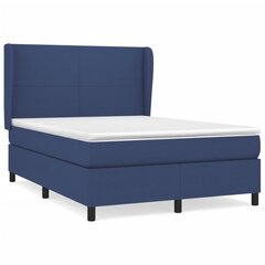 Atsperu gultas rāmis ar matraci vidaXL, 140x190 cm, zils cena un informācija | Gultas | 220.lv
