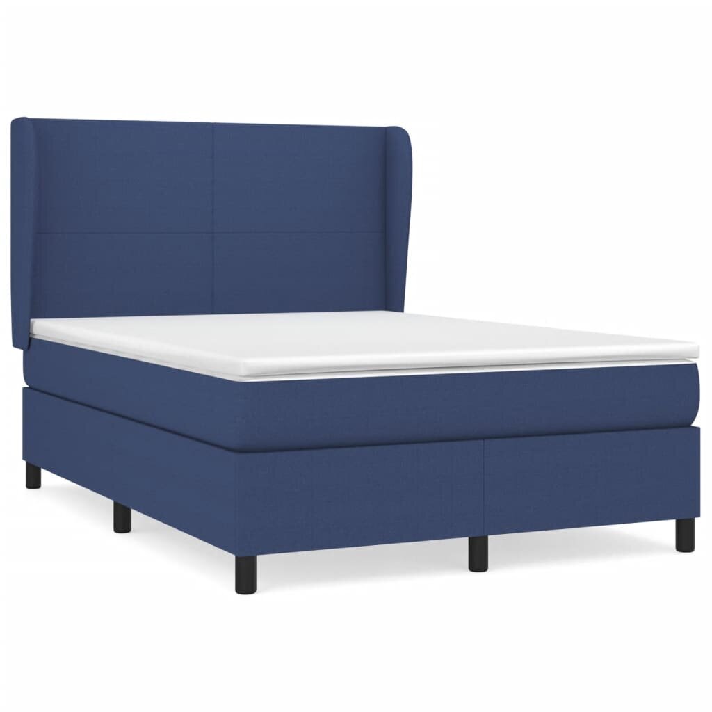 Atsperu gultas rāmis ar matraci vidaXL, 140x190 cm, zils цена и информация | Gultas | 220.lv