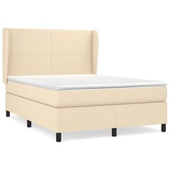Atsperu gultas rāmis ar matraci vidaXL, 140x190 cm, krēmkrāsas cena un informācija | Gultas | 220.lv
