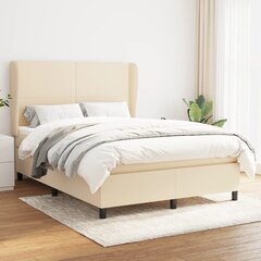 Atsperu gultas rāmis ar matraci vidaXL, 140x190 cm, krēmkrāsas cena un informācija | Gultas | 220.lv