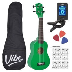Soprāna ukuleles komplekts VIBE UK21, zaļš cena un informācija | Ģitāras | 220.lv