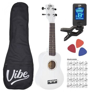 Soprāna ukuleles komplekts VIBE UK21, balts cena un informācija | Ģitāras | 220.lv