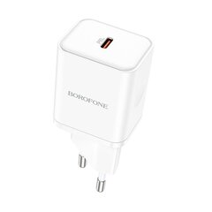 Сетевая зарядка Borofone BN6 Type-C PD+QC3.0 20W + Type-C белая цена и информация | Зарядные устройства для телефонов | 220.lv