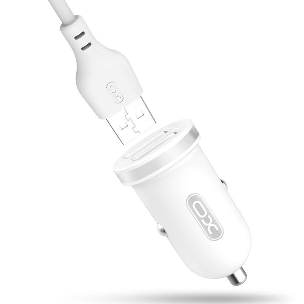 XO TZ08 car charger 2x USB 2,1A white + USB-C cable цена и информация | Lādētāji un adapteri | 220.lv