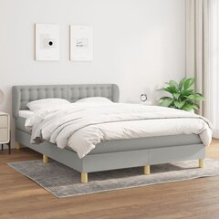 Atsperu gultas rāmis ar matraci vidaXL, 140x190 cm, gaiši pelēks cena un informācija | Gultas | 220.lv