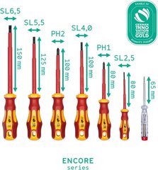 VDE skrūvgriežu komplekts 7TLG, ieskaitot sprieguma testeri Schlitz & PH by Wiesemann 1893 I Tüv - GS pārbaudīts I 80218 cena un informācija | Rokas instrumenti | 220.lv