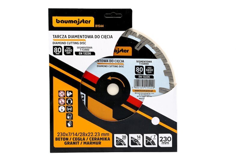 Dimanta disks TURBO Baumajster 230x2,6mm цена и информация | Slīpmašīnas | 220.lv