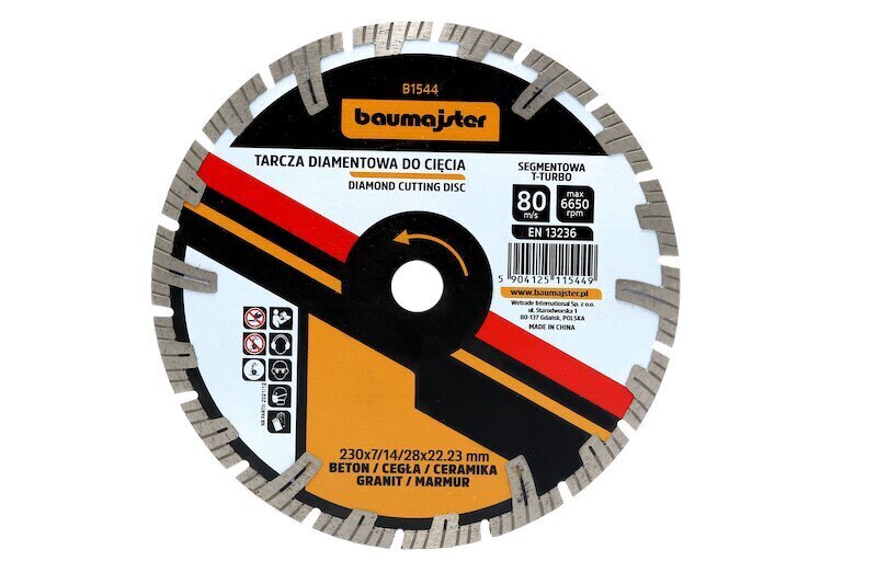 Dimanta disks TURBO Baumajster 230x2,6mm цена и информация | Slīpmašīnas | 220.lv