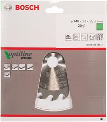 Bosch Professional Kreitlatt Optilline Wood (для древесины, 140 х 20 х 2,4 мм, 20 зубов, циркулярная пила аксессуаров) цена и информация | Bosch Садовая техника | 220.lv