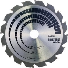 Циркулярная пила Bosch Professional Kreitlatt Construct Wood (древесина, 230 x 30 x 2.8 мм, 16 зубов) цена и информация | Запчасти для садовой техники | 220.lv